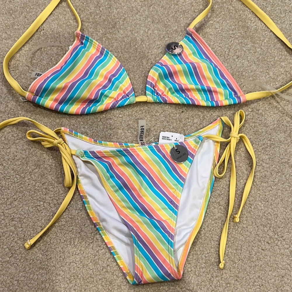 Forever 21 Multicolor Striped Bikini